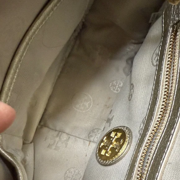 Tory Burch Metallic Gold Leather Thea Chain Crossbody